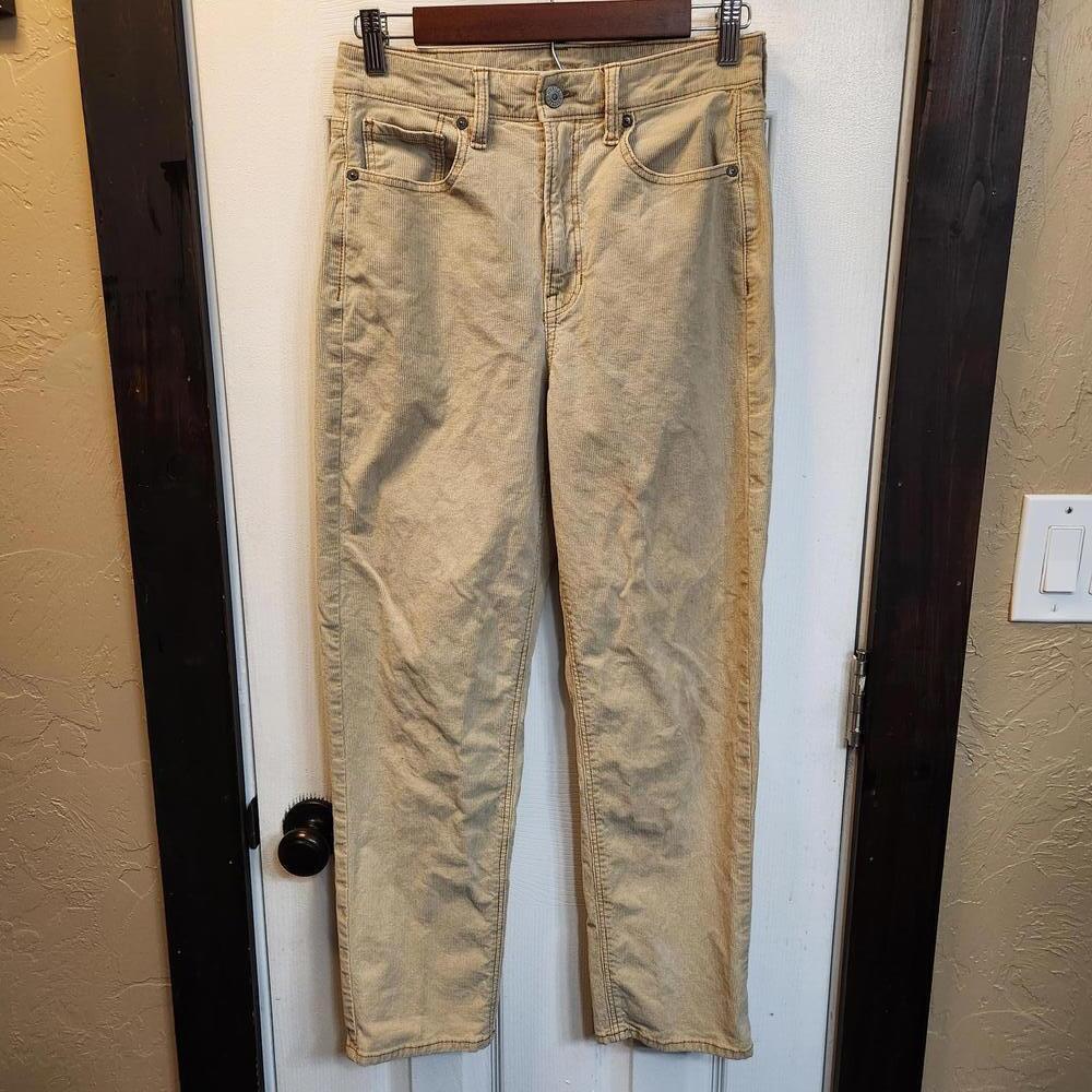 AEO Women's Tan Corduroy Mom Straight Jeans- 6 Regular